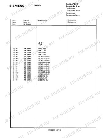 Схема №18 FA124G4 с изображением Инструкция по эксплуатации для видеоаппаратуры Siemens 00530554
