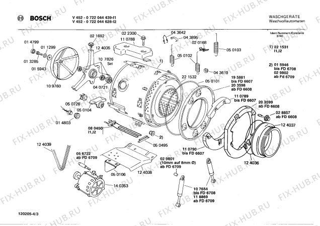 Взрыв-схема стиральной машины Bosch 0722044628 V4526 - Схема узла 03