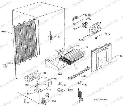 Взрыв-схема холодильника John Lewis JLBIFF1804 - Схема узла Cooling system 017