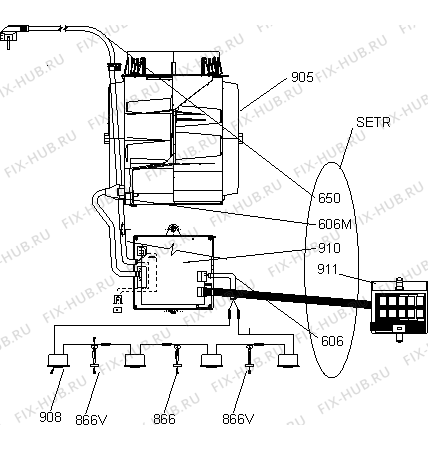 Взрыв-схема плиты (духовки) Gorenje GHV8B (312540, 8140.0381) - Схема узла 02