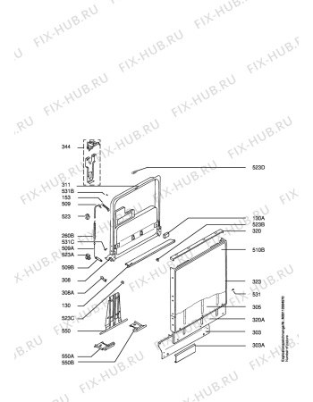 Взрыв-схема посудомоечной машины Aeg Electrolux FAV44080UW - Схема узла Door 003