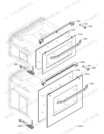 Взрыв-схема плиты (духовки) Aeg Electrolux D31016-M - Схема узла Door 003