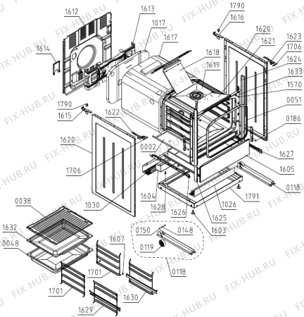 Взрыв-схема плиты (духовки) Pelgrim PFI8265WIT (729089, FI6A4E-CTG41) - Схема узла 02