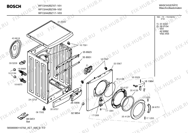 Взрыв-схема стиральной машины Bosch WFO2442BZ Maxx WFO 2442 - Схема узла 02