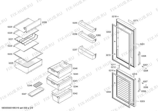 Схема №2 3KF6601W с изображением Дверь для холодильника Bosch 00716076