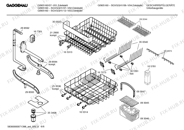 Взрыв-схема посудомоечной машины Gaggenau GI905160 - Схема узла 06