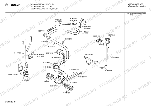 Взрыв-схема стиральной машины Bosch 0722044378 V320 - Схема узла 04