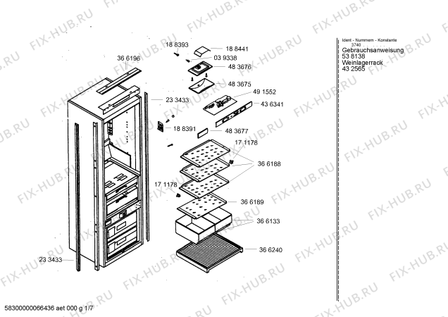 Схема №1 IC550129 с изображением Планка для холодильника Bosch 00366182