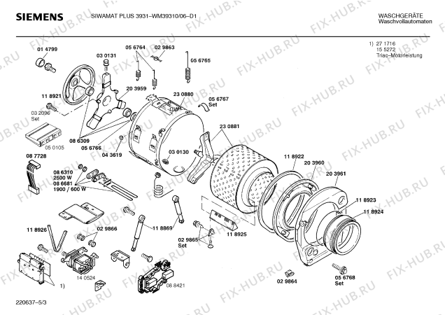 Взрыв-схема стиральной машины Siemens WM39310 SIWAMAT PLUS 3931 - Схема узла 03