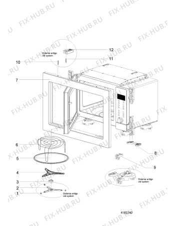 Взрыв-схема плиты (духовки) Hotpoint-Ariston MWA122HA (F049064) - Схема узла