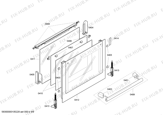 Взрыв-схема плиты (духовки) Bosch HBN540520A - Схема узла 04