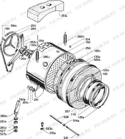 Взрыв-схема стиральной машины Tricity Bendix AUTOW1000DL - Схема узла Functional parts 267