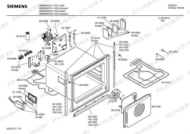 Взрыв-схема плиты (духовки) Siemens HB89020 - Схема узла 04