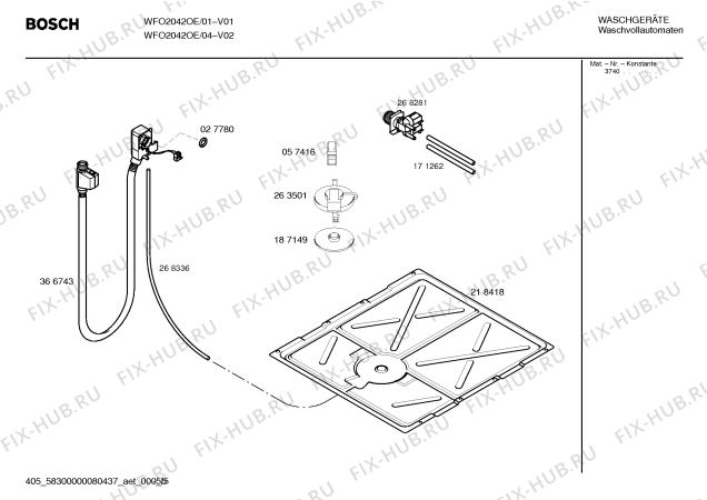 Взрыв-схема стиральной машины Bosch WFO2042OE Maxx WFO 2042 OE - Схема узла 05