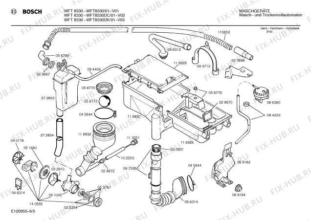 Взрыв-схема стиральной машины Bosch WFT8330DK WFT8330 - Схема узла 05