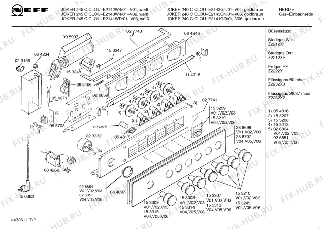 Схема №1 E2141WD JOKER 245 C CLOU с изображением Панель управления для плиты (духовки) Bosch 00288698