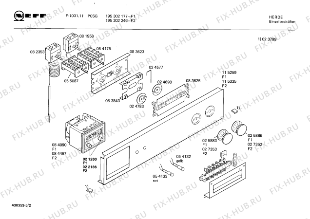 Схема №3 195302246 F-1031.11PCSG с изображением Панель для электропечи Bosch 00115335