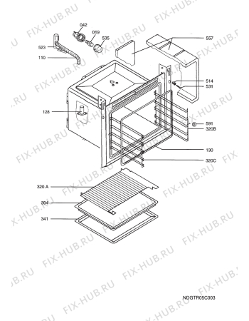 Взрыв-схема плиты (духовки) Aeg Electrolux E3101-4-M GR R07 - Схема узла Oven