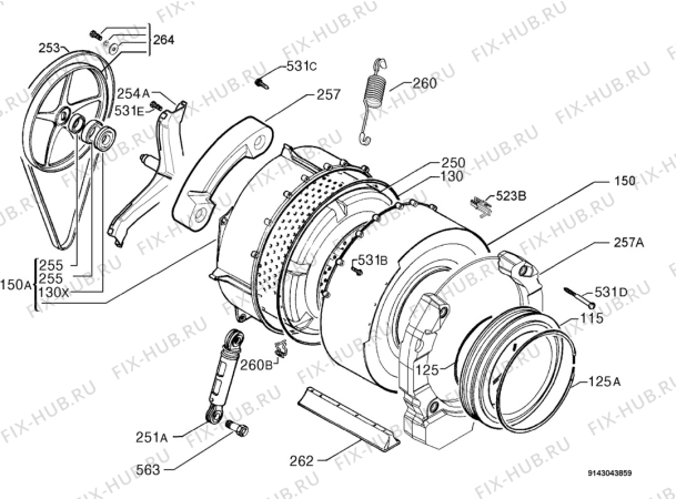 Взрыв-схема стиральной машины Zanussi ZKG7143 - Схема узла Functional parts 267