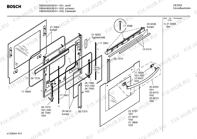 Схема №3 HBN4320GB с изображением Инструкция по эксплуатации для плиты (духовки) Bosch 00527525