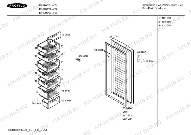 Взрыв-схема холодильника Profilo DF3200 - Схема узла 02