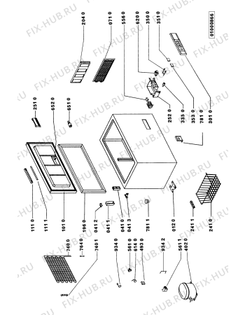 Схема №1 PNC 2159 с изображением Шарнир для холодильника Whirlpool 481941719154