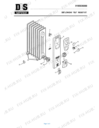 Схема №1 RD2400T с изображением Панель для обогревателя (вентилятора) DELONGHI 7085001100