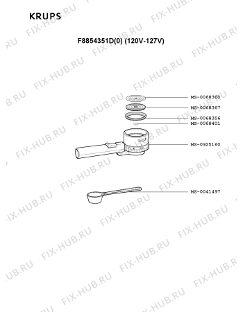 Взрыв-схема кофеварки (кофемашины) Krups F8854351D(0) - Схема узла QP001863.8P2