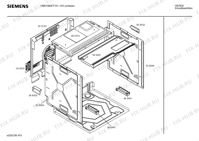 Взрыв-схема плиты (духовки) Siemens HB67060FF - Схема узла 05
