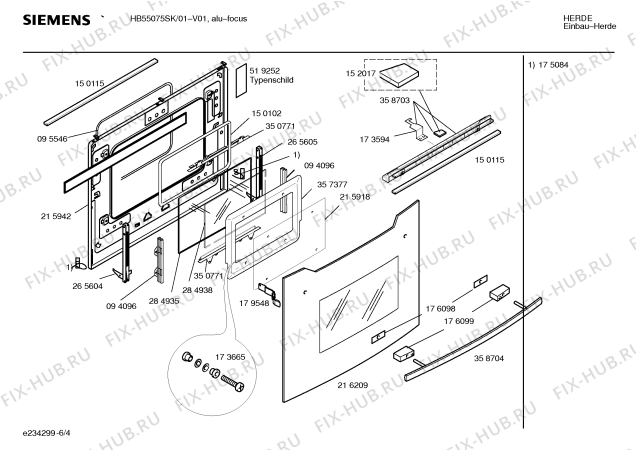 Схема №4 HB55075SK с изображением Панель управления для плиты (духовки) Siemens 00369602