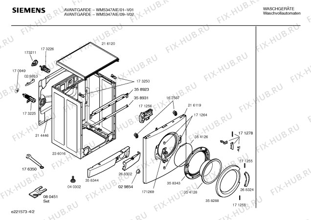 Схема №2 WM5347AIE avantgarde с изображением Инструкция по установке и эксплуатации для стиралки Siemens 00525885