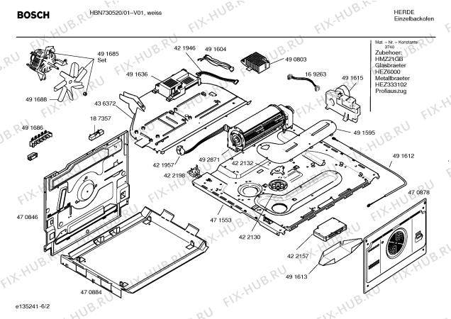 Взрыв-схема плиты (духовки) Bosch HBN730520 - Схема узла 02