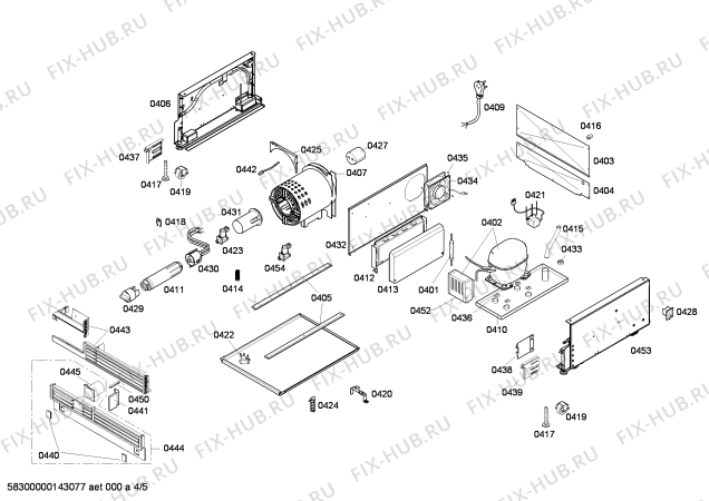 Схема №4 RF411700 с изображением Корпус для холодильника Bosch 00669206