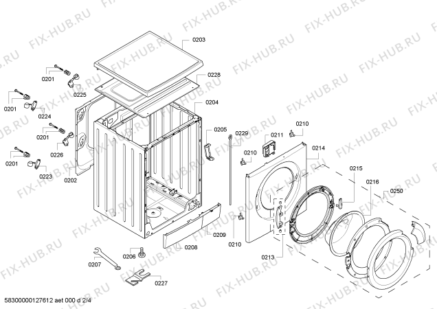 Взрыв-схема стиральной машины Bosch WAS28760GB Loggix 8 Sensitive - Схема узла 02