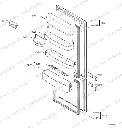 Взрыв-схема холодильника Juno Electrolux JCN44140 - Схема узла Door 003