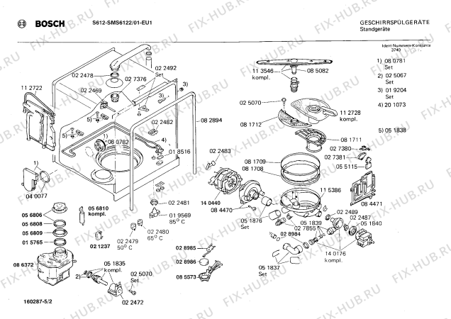 Взрыв-схема посудомоечной машины Bosch SMS6122 - Схема узла 02