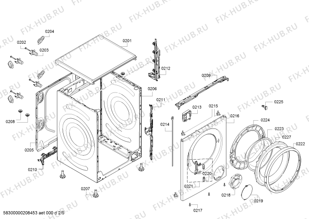 Взрыв-схема стиральной машины Bosch WAT2466EPL - Схема узла 02