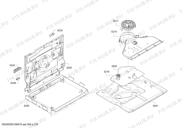 Взрыв-схема плиты (духовки) Bosch HEA10B251 - Схема узла 02