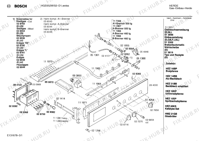 Схема №2 HGE652W с изображением Панель для духового шкафа Bosch 00284000