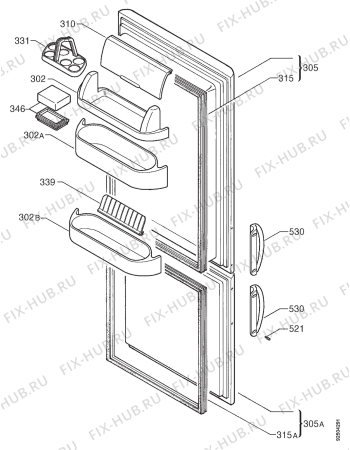 Взрыв-схема холодильника Electrolux ER7529B - Схема узла Door 003