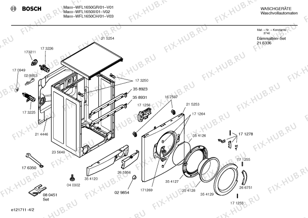 Взрыв-схема стиральной машины Bosch WFL1650II WFL1650 electronic riconoscimento carico - Схема узла 02