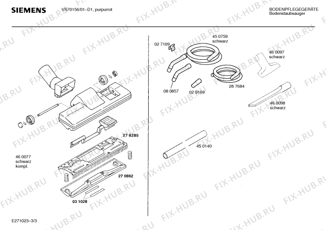 Взрыв-схема пылесоса Siemens VS70156 electronic 1100i - Схема узла 03