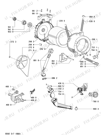 Схема №1 AWO/D 8007 с изображением Блок управления для стиралки Whirlpool 481221470697