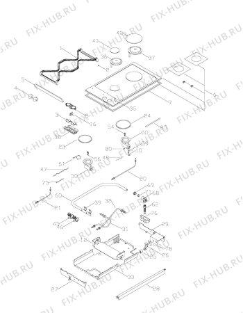 Схема №1 6530DG-M с изображением Пластина для плиты (духовки) Aeg 3258788458