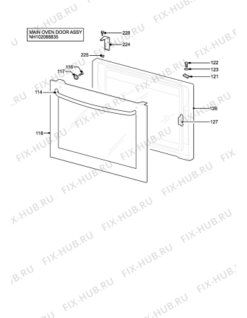 Взрыв-схема плиты (духовки) Zanussi Electrolux ZCGHL55XN - Схема узла H10 Main Oven Door (large)