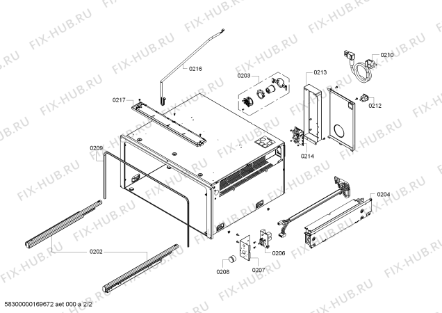 Взрыв-схема шкафа для подогрева посуды Gaggenau WS462100 - Схема узла 02
