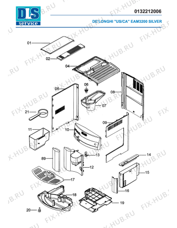 Схема №1 MAGNIFICA  EAM3200.S с изображением Панель для электрокофеварки DELONGHI 7332167500