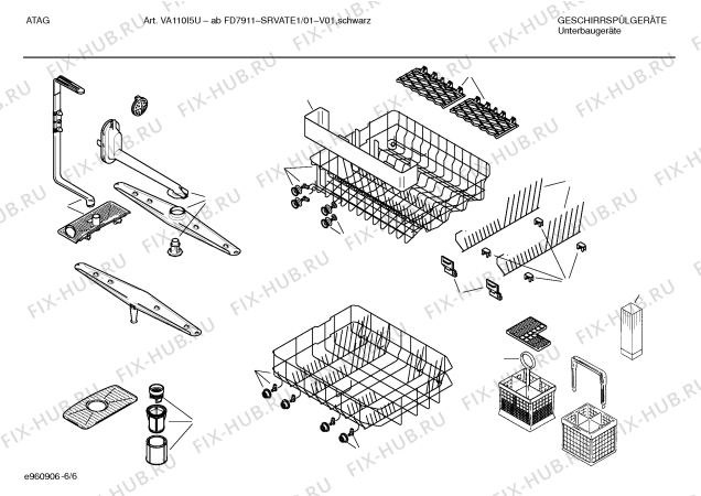 Взрыв-схема посудомоечной машины Atag SRVATE1 - Схема узла 06