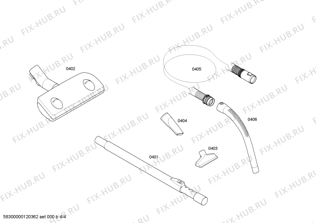 Взрыв-схема пылесоса Siemens VS06G2483 Siemens synchropower bag  bagless 2400W - Схема узла 04