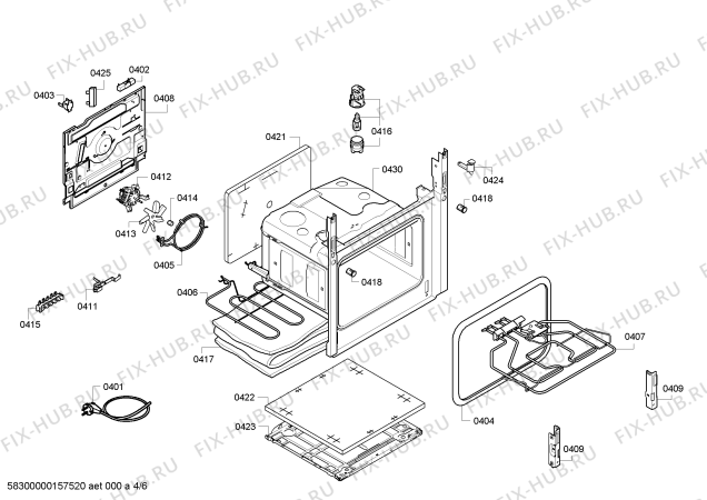 Взрыв-схема плиты (духовки) Bosch HCE744251V - Схема узла 04